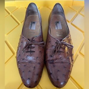 Moreschi Brown Ostrich Leather Oxfords